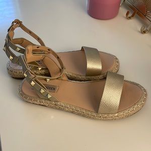 Steve Madden gold studded flat espadrilles